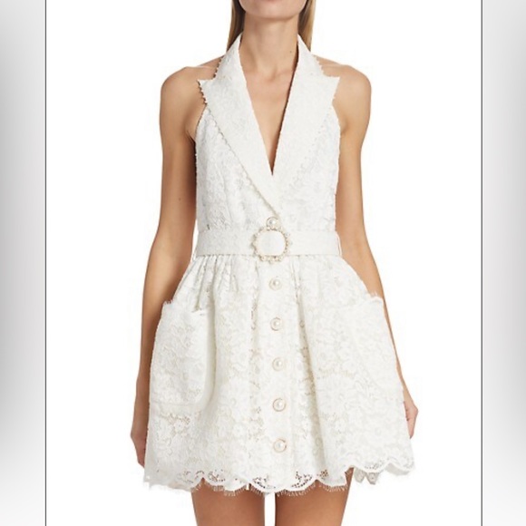 Zimmermann Dresses & Skirts - Zimmermann High Tide Tuxedo Lace Halter Minidress US6 6 Zimmerman size 1